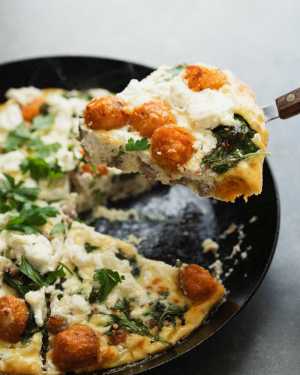 Frittata w/ Sausage & Tots