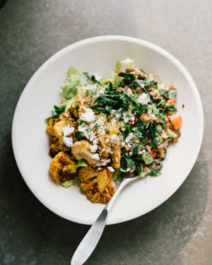Israeli Lentil Salad & Turmeric Cauli Bowls