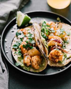 Sheet Pan Shrimp & Pineapple Tacos