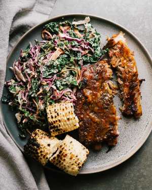 BBQ Ribs w/ Corn & Slaw
