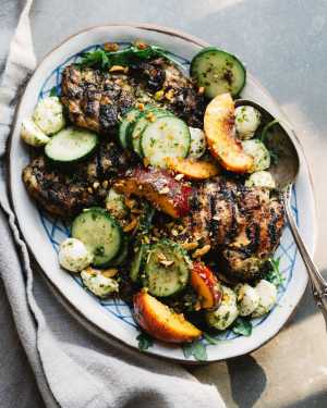Chimichurri Grilled Chicken w/ Nectarines & Burrata