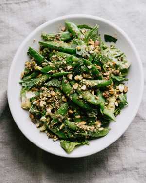 Snap Pea Salad w/ Lemon Dressing, Mint & Pistachios
