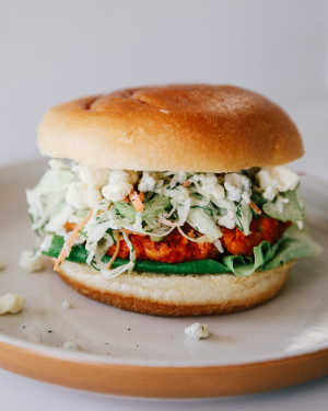 Buffalo Chicken Burgers w/ Ranch Slaw
