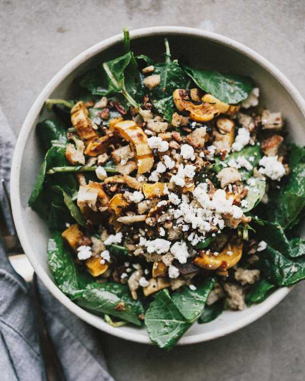 Crispy Delicata Squash Salad w/ Pecan Crispies