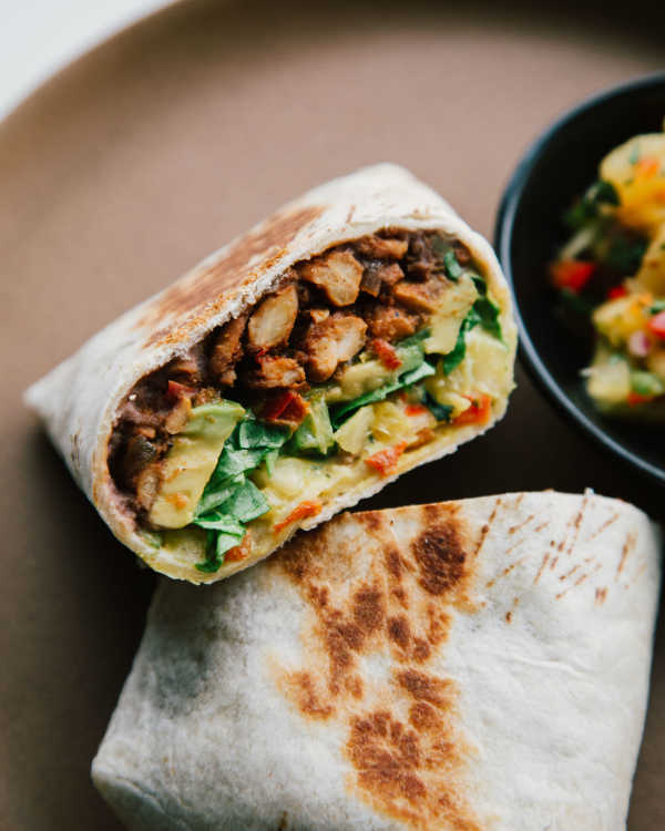 Spicy Tempeh Burritos w/ Mango-Pineapple Salsa