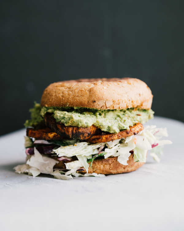 Sweet Potato Sammies w/ Spicy Avo Smash