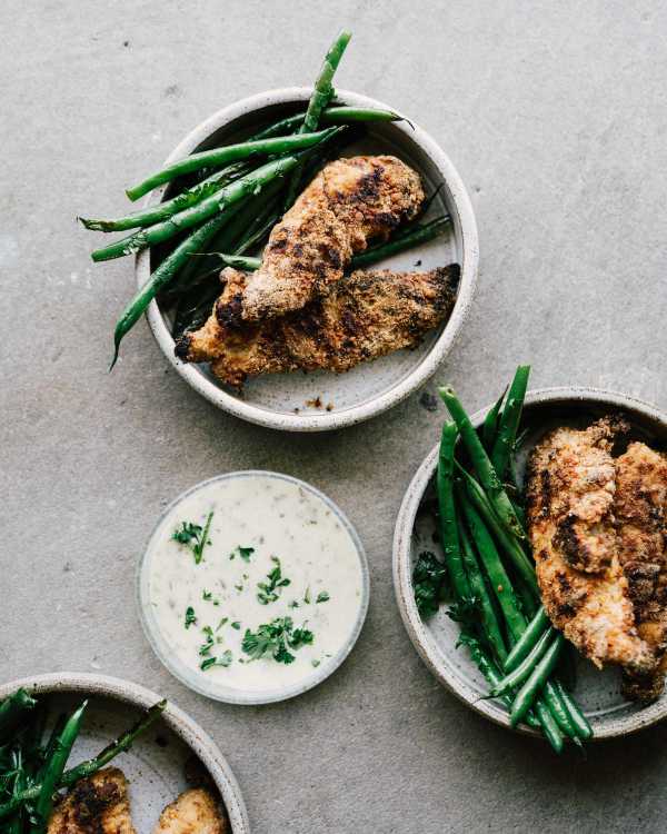 Almond Crusted Chicken Tenders w/ Homemade Ranch
