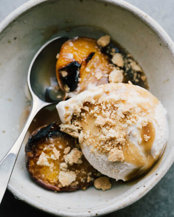 Grilled Peach Sundaes w/ Whiskey Caramel