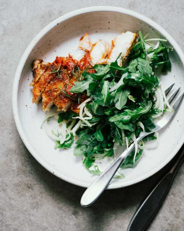 Crispy Chicken Parmesan w/ Lemony Arugula Salad