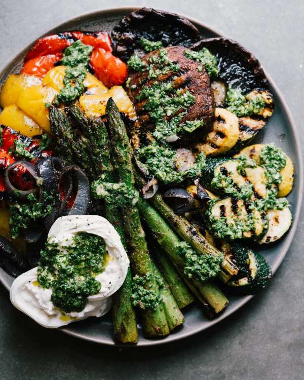Grilled Vegetable Platter w/ Burrata & Chimichurri