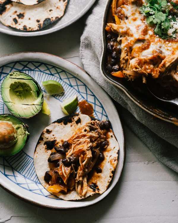 Easy Shredded Chicken Enchilada Skillet