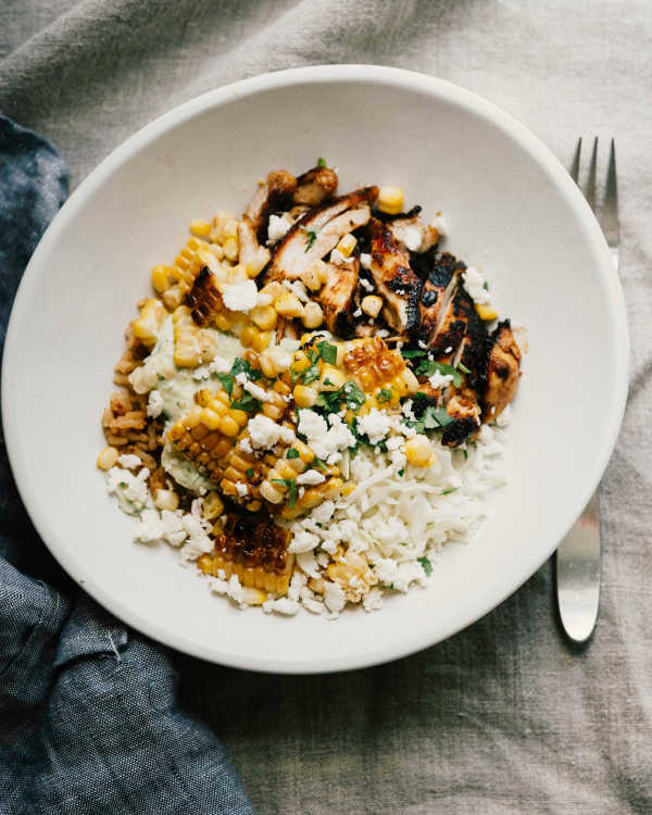 Hot Honey Chicken Bowls w/ Avocado Cilantro Crema