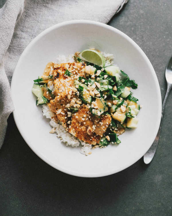 Crispy Sesame Tofu w/ Coconut Rice