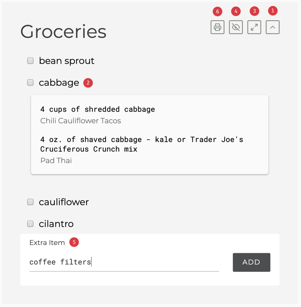 SKCC Grocery List example