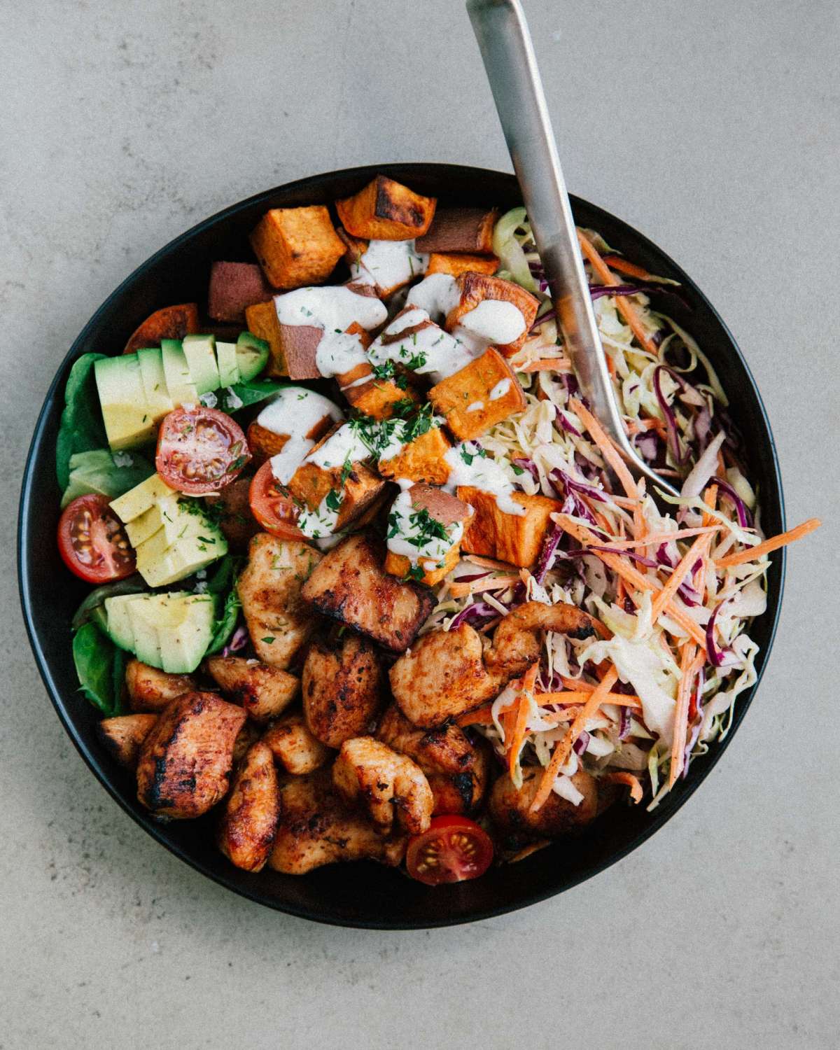 BBQ Chicken Bowls w/ Homemade Slaw