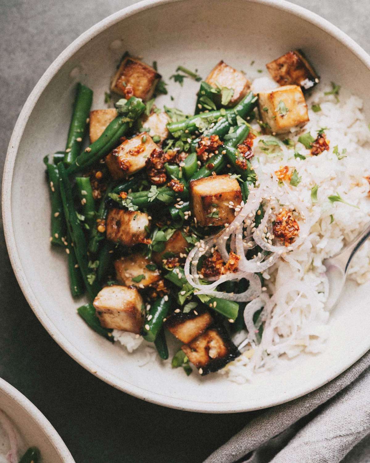 Tofu & Green Bean Bowls w/ Coconut Lemongrass Rice