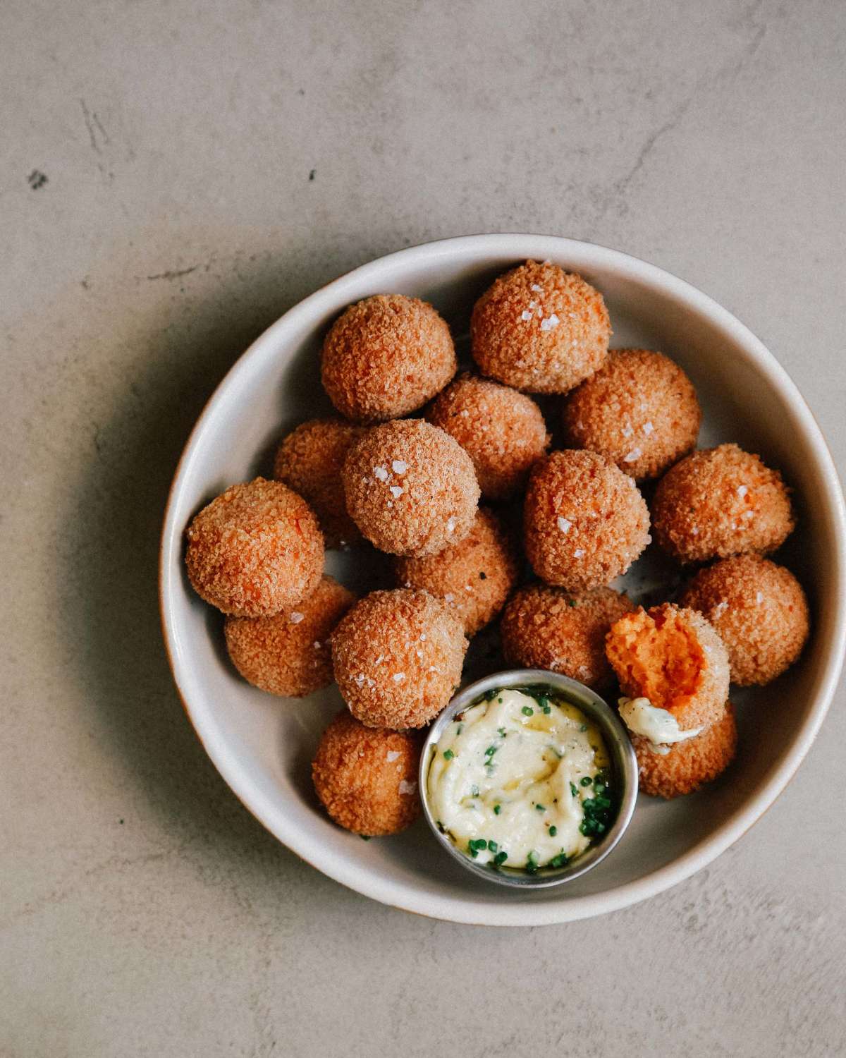 Sweet Potato Croquettes w/ Garlic & Chive Aioli