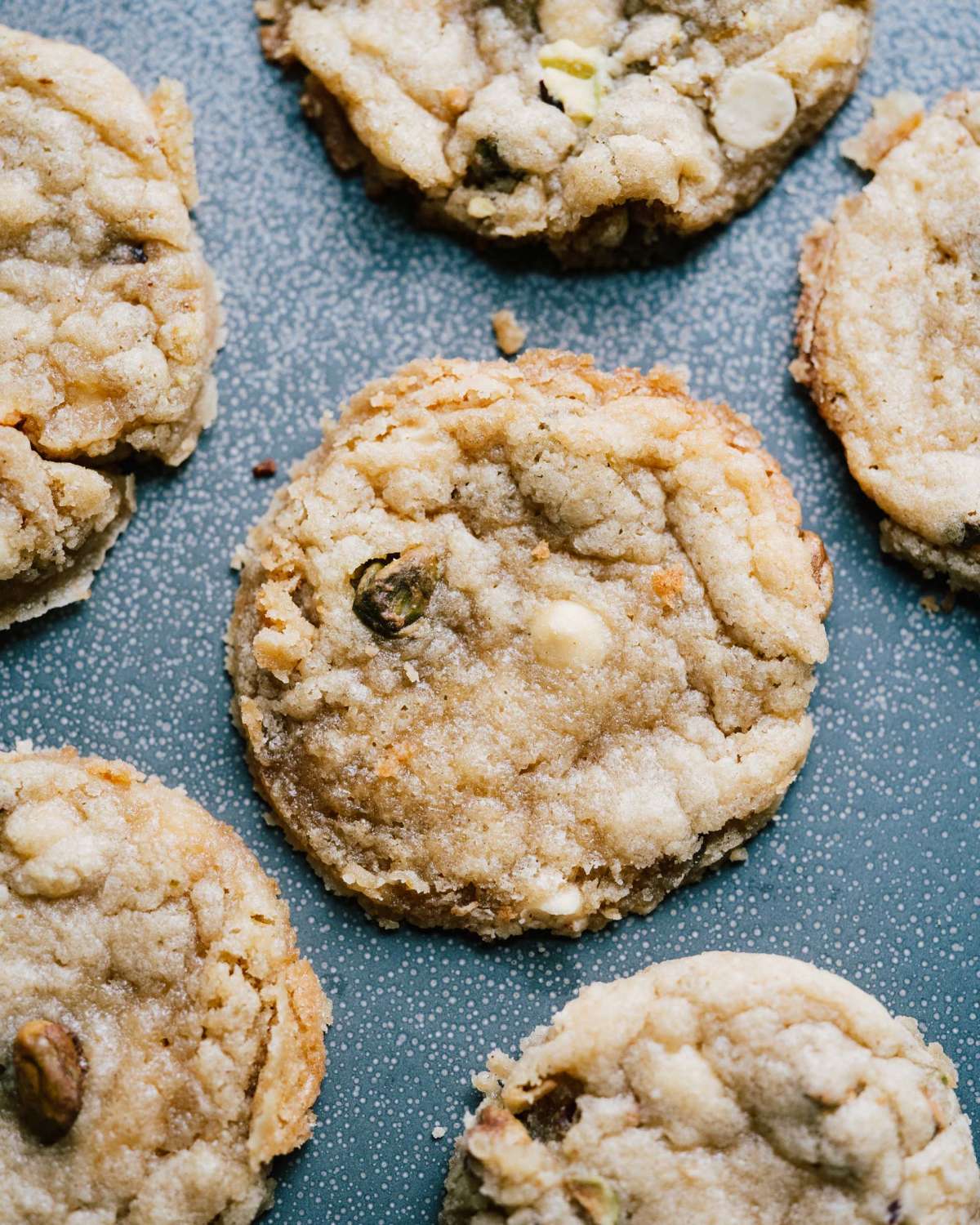 Chewy Pistachio & White Chocolate Chip Cookies