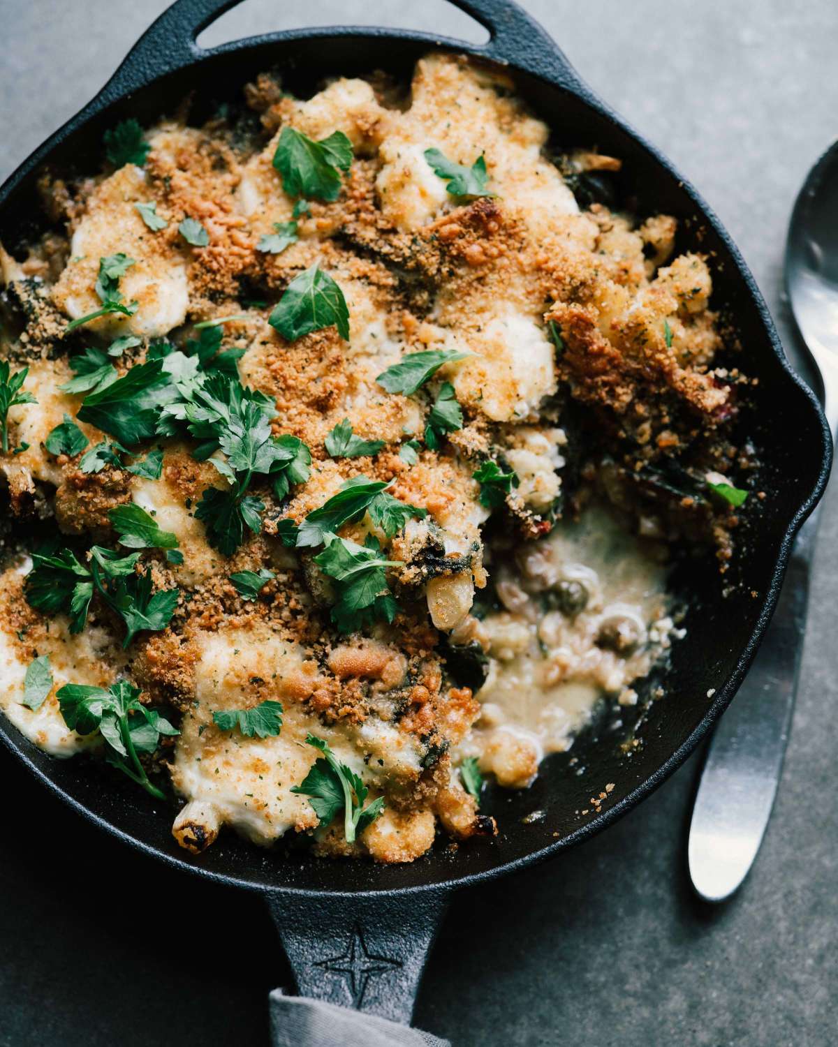 Crispy Cauliflower & Swiss Chard Skillet