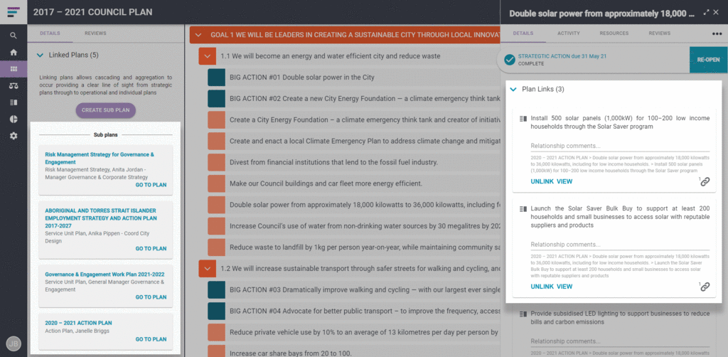 Tightly Align all Plans for Local Government Strategic Planning and Performance Reporting