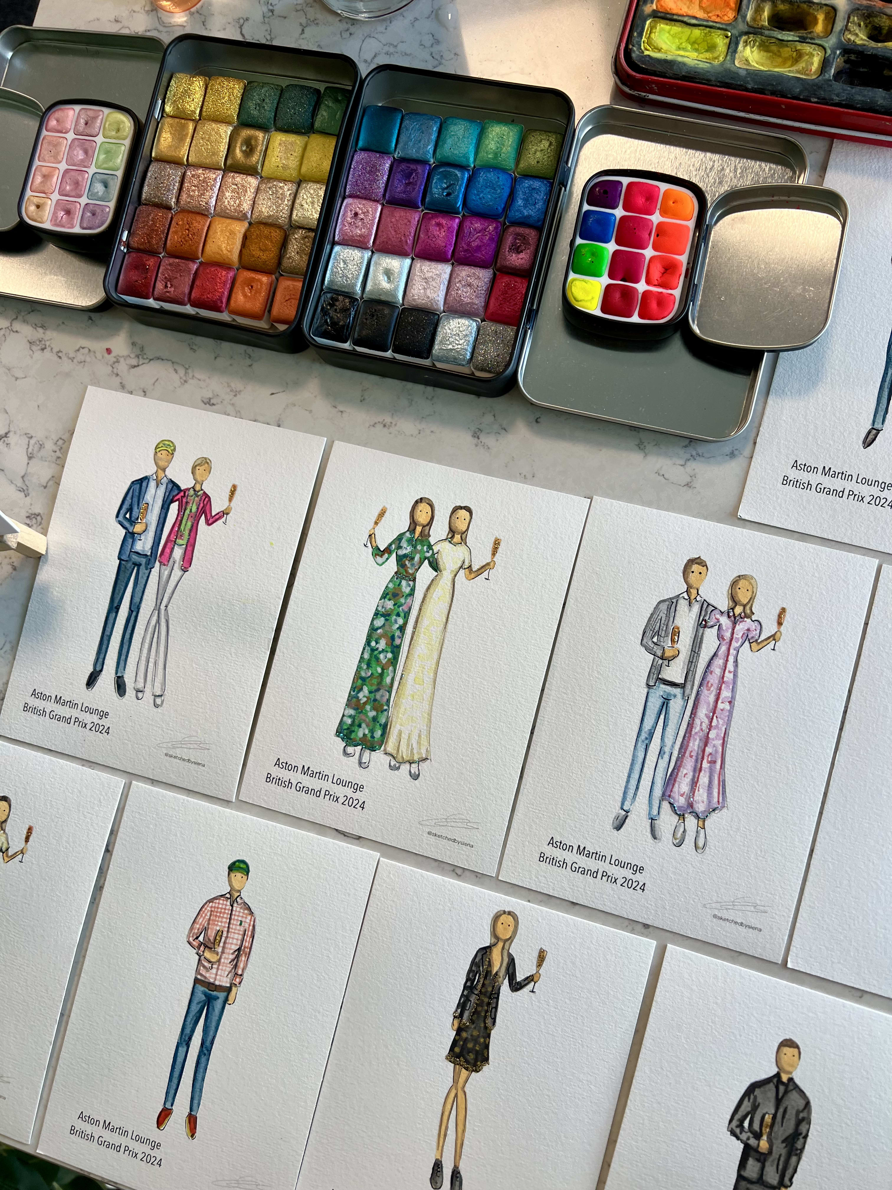 Paintings of wedding guests