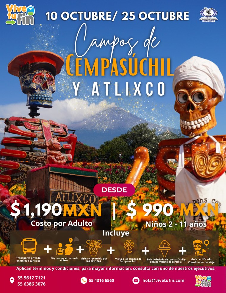 Atlixco y Campos de Cempasúchil