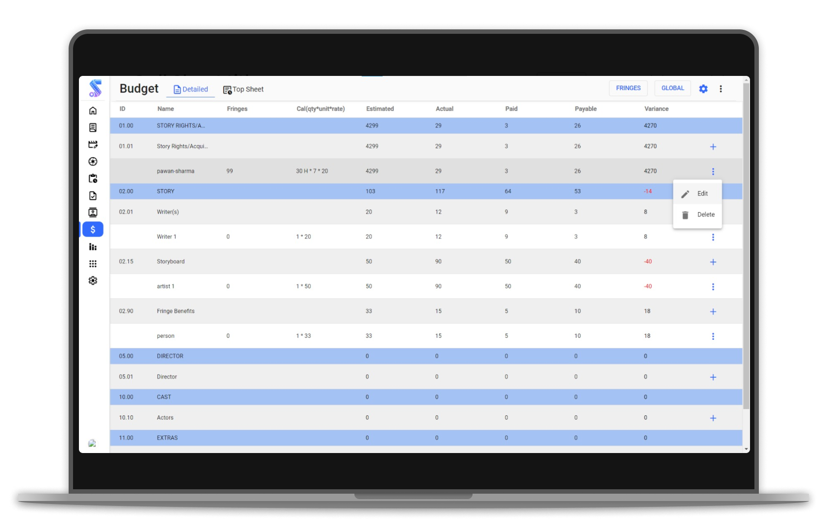 Free movie budgeting software for film production studiovity