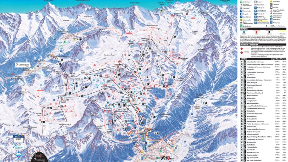 Ischgl pistkarta - 240 km pister