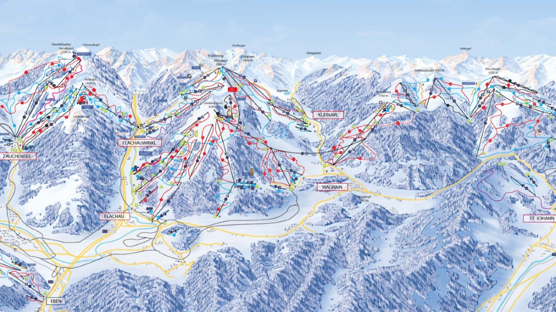 Wagrain pistkarta - 350 km pister