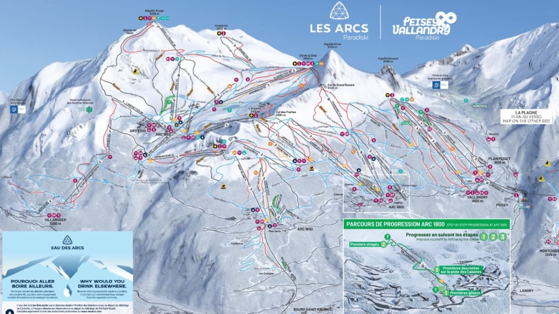 Les Arcs pistekort - 425 km pister