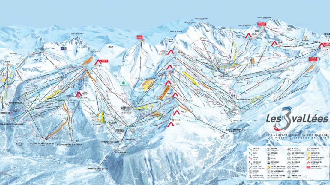 Les Menuires pistekort - 600 km pister