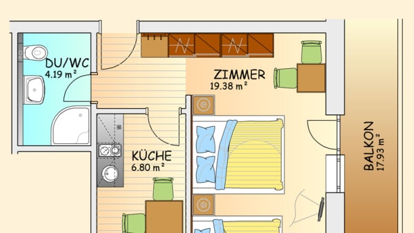 2-v�relses lejlighed - 2/3 personer (Nr. 22)
