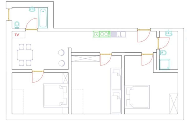 4-vrelses lejlighed - 6/8 personer (Nr. 1)