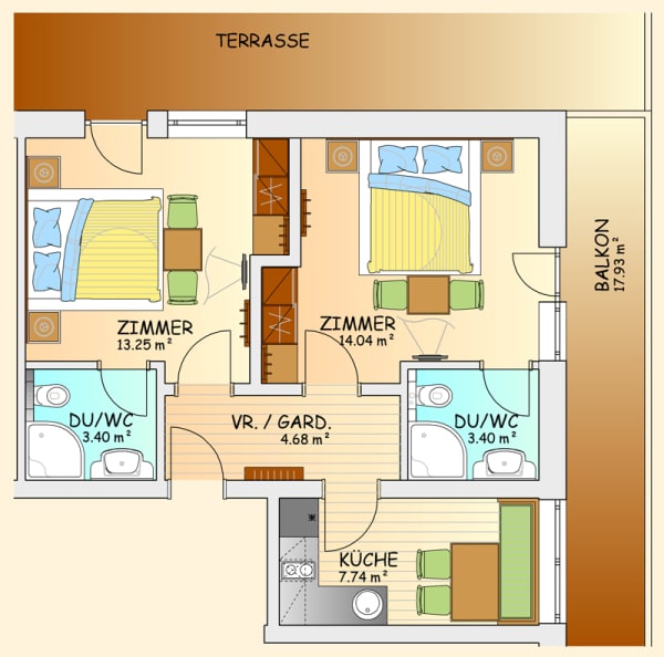 3-rumslgenhet - 4 personer (Nr. 21)