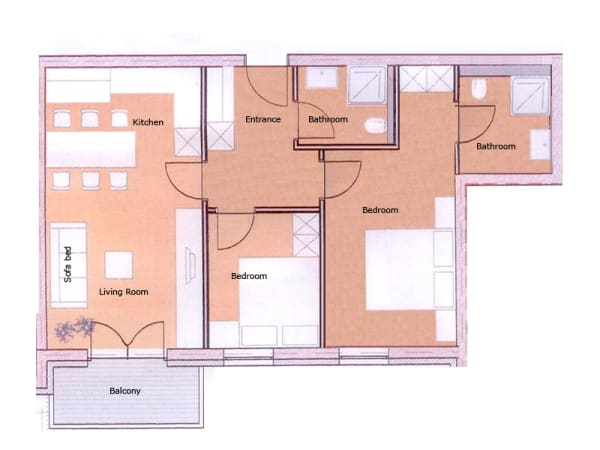 3-vrelses lejlighed - 6 personer  (SW2)