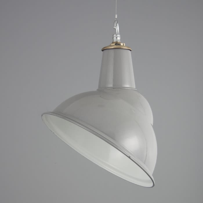 Benjamin Substation Pendant Lights Skinflint 1950s Industrial Substation Angled Pendant Grey Enamel Shade