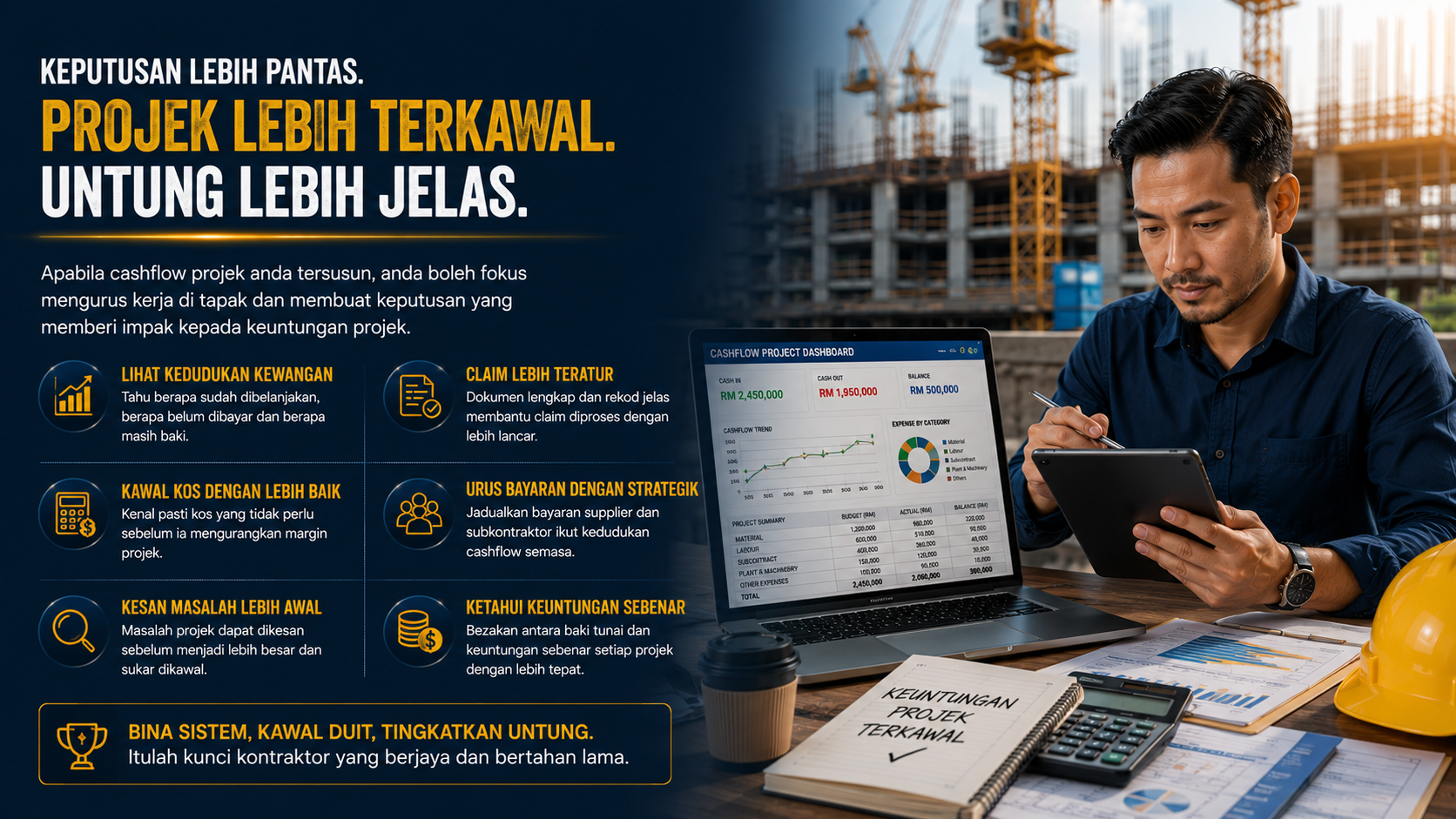 Manfaat mengurus cashflow dan keuntungan projek secara sistematik