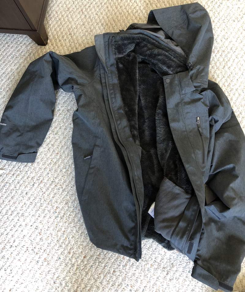 my 3 in 1 jacket showing inside and outside