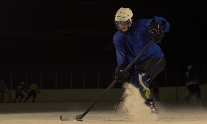 stopping on ice skates