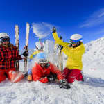 Skiers having fun on a mountain