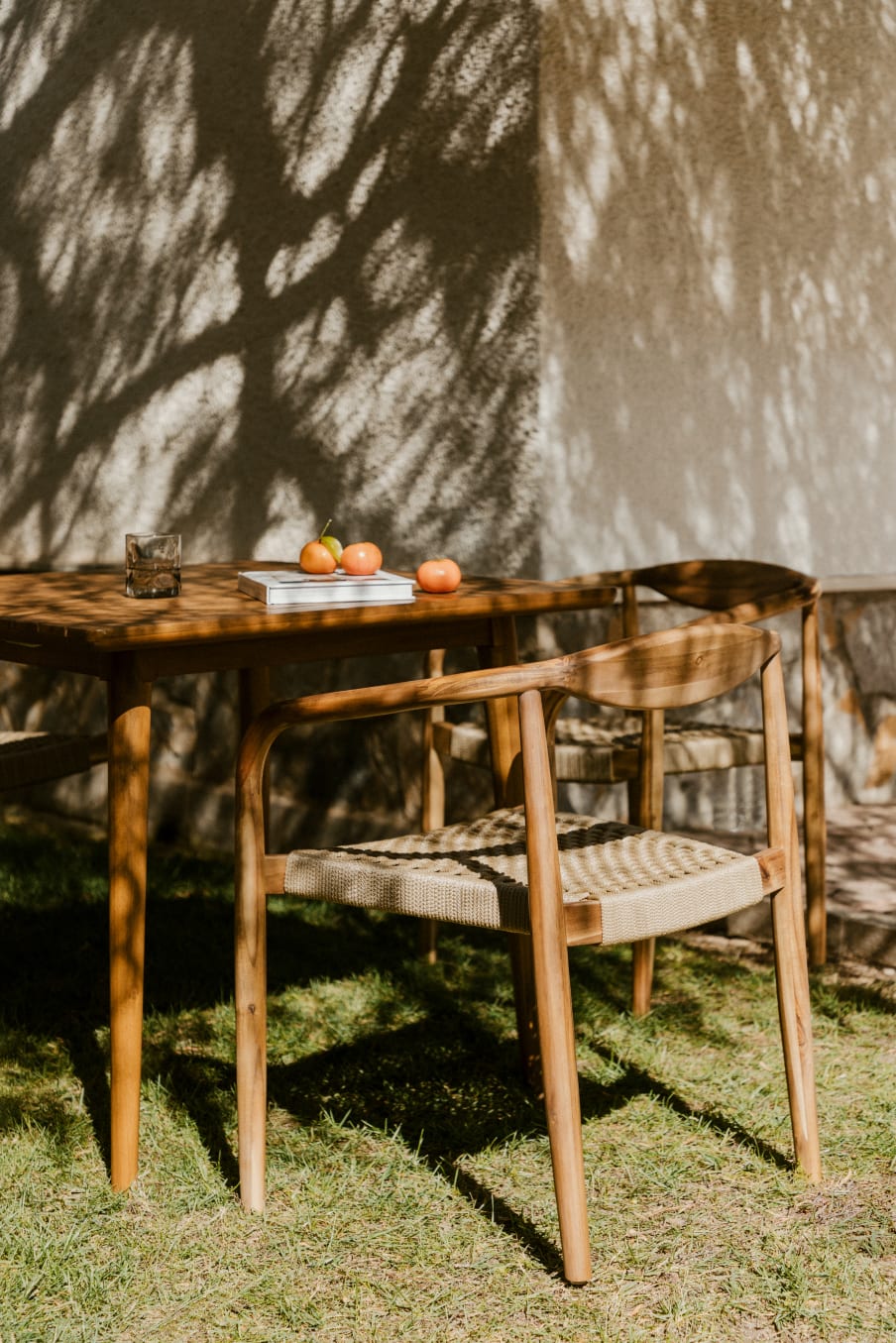 Silla de jardín en madera de acacia y cuerda trenzada Mallory     