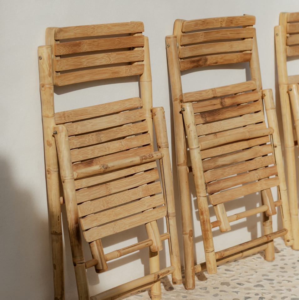 [*]Nelida Folding Bamboo Garden Chair