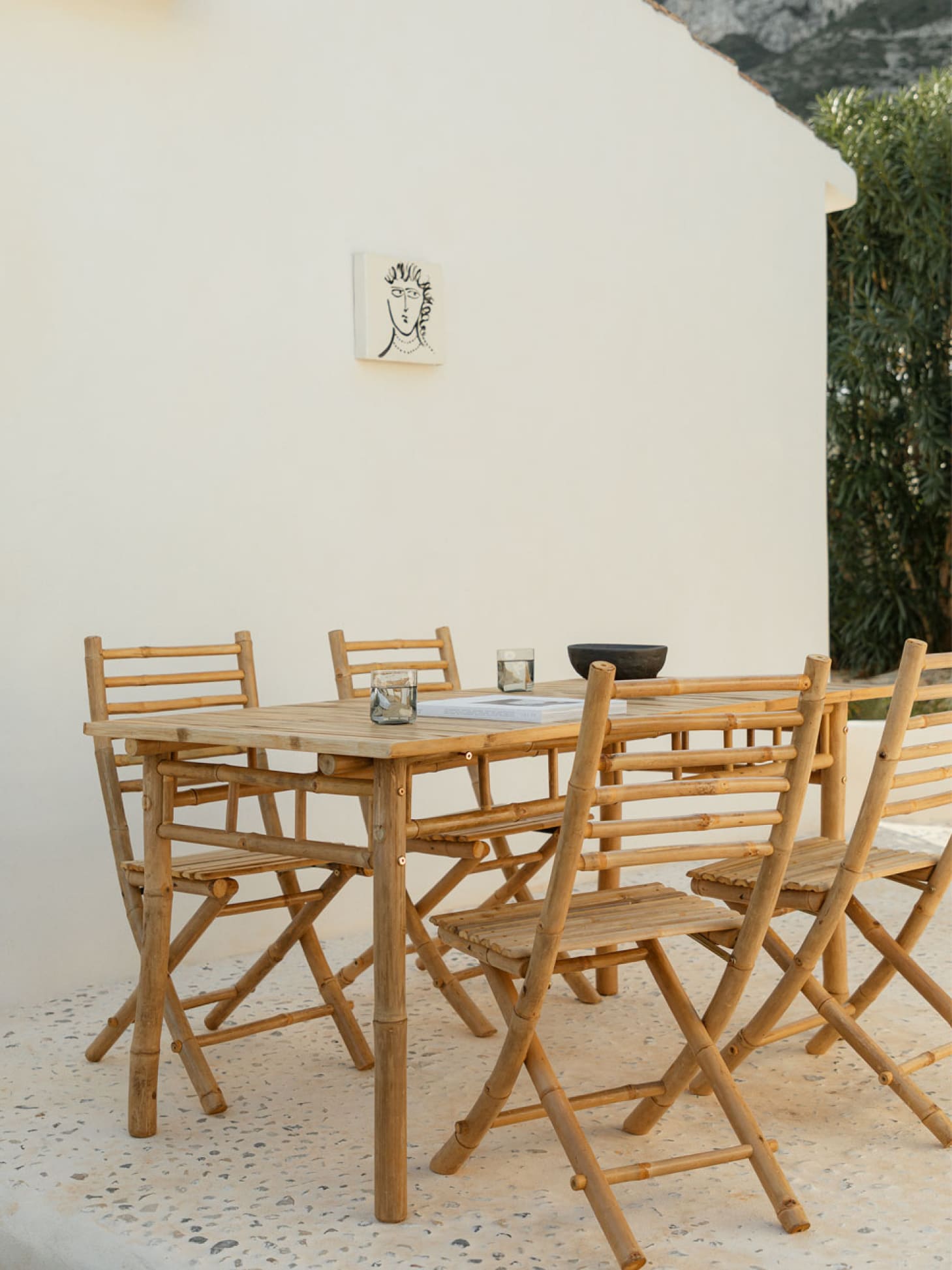 Set of Bamboo Garden Table and 4 Chairs Marilin 