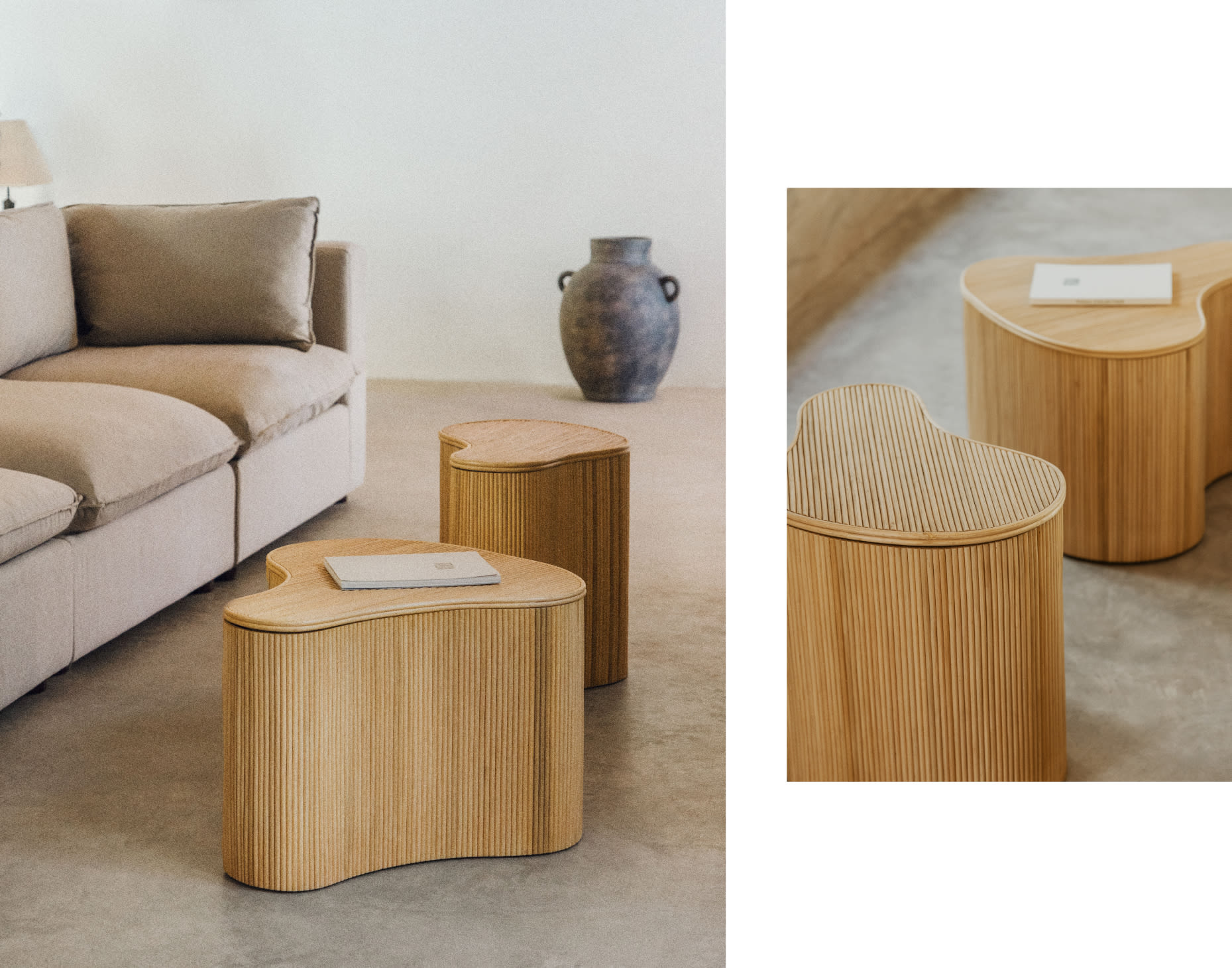 Conjunto de 2 mesas laterais com armazenamento em Carmie Rattan