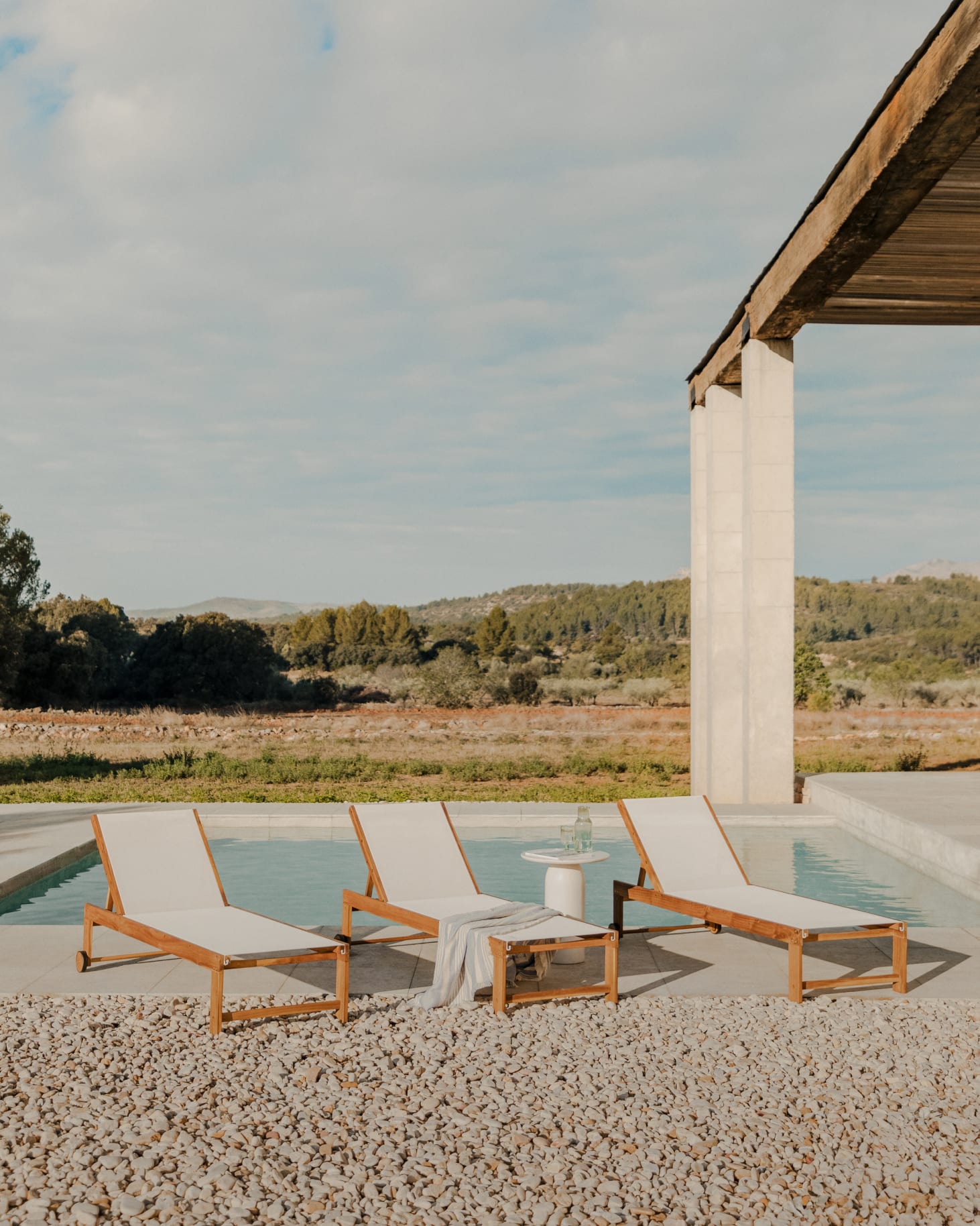 Chaise longue inclinable en bois Valerys