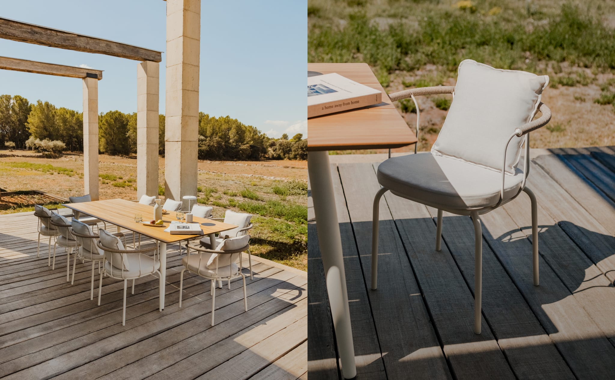 Table de jardin rectangulaire 240x100 cm en teck et aluminium Lowel