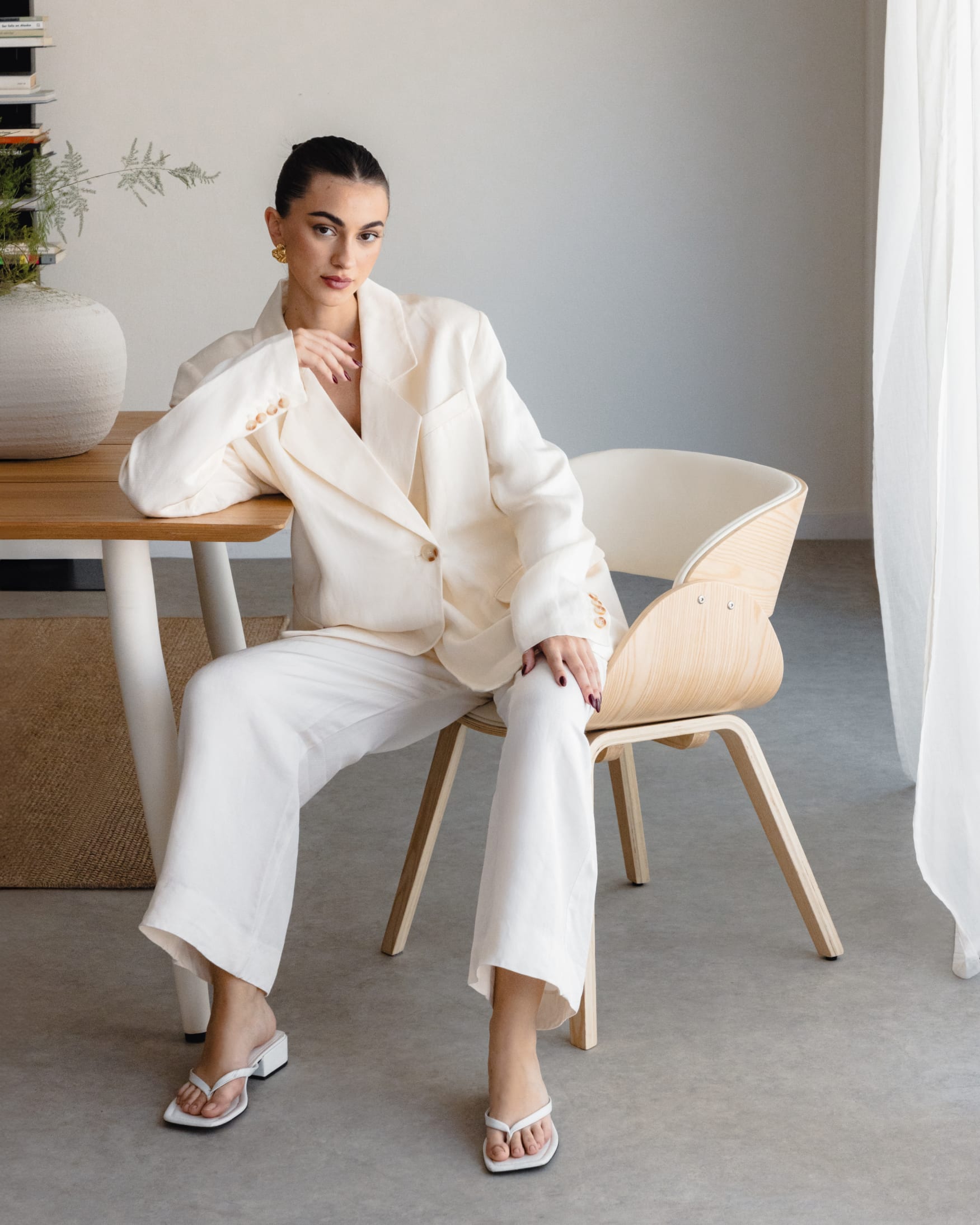 Silla de comedor en madera y polipiel Lorete               