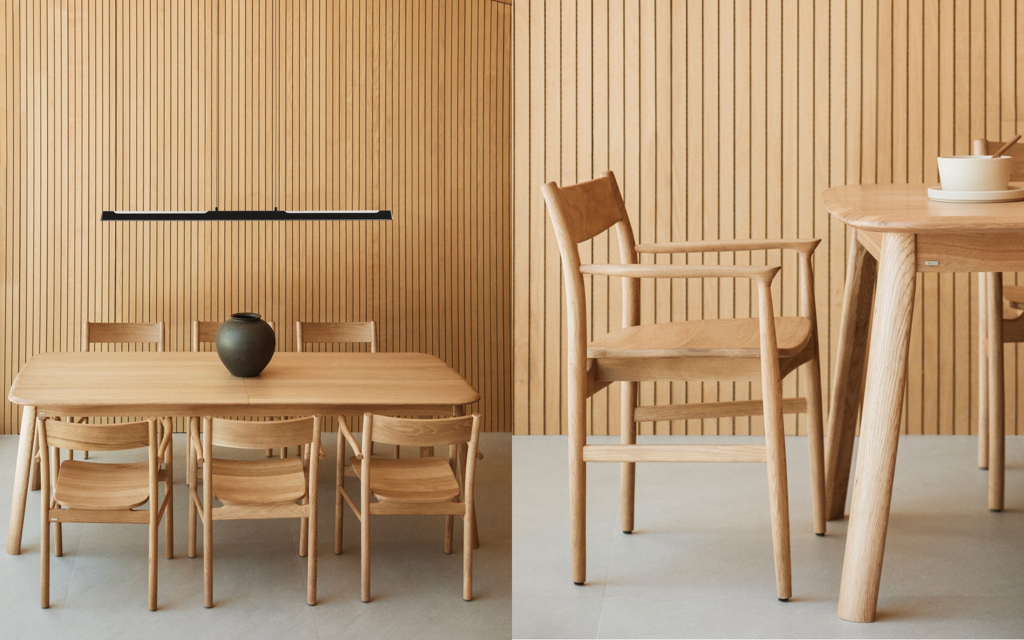 Chaise de salle à manger avec accoudoirs en bois de chêne Mireita
