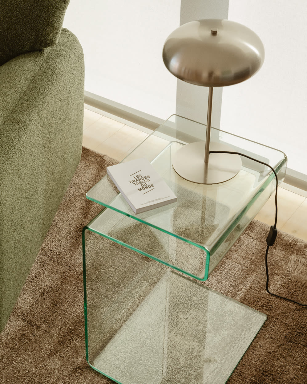 Rectangular side table 40x35 cm in tempered glass Diora