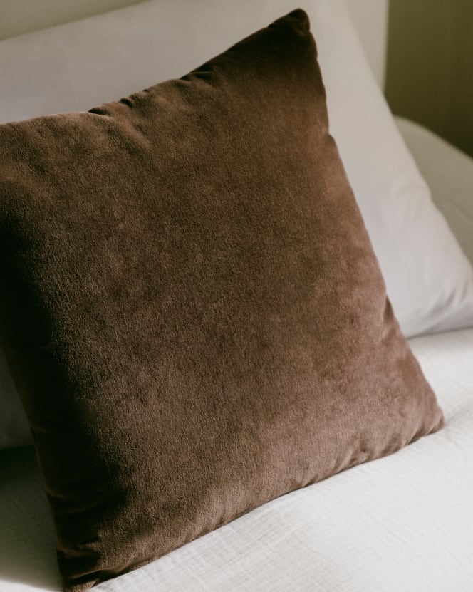 Enid vierkant kussen van katoenfluweel, 40x40 cm
